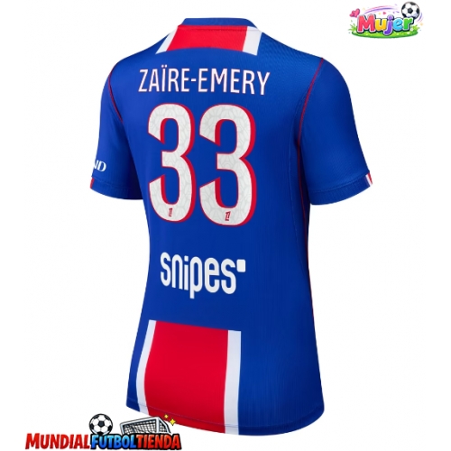 Camiseta Paris Saint-Germain Warren Zaire-Emery #33 Primera Equipación Replica 2026-27 para mujer mangas cortas